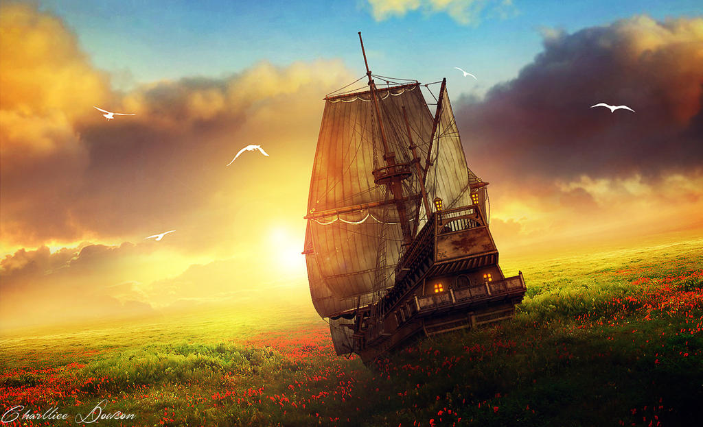 Fantasy ship by CharllieeArts
