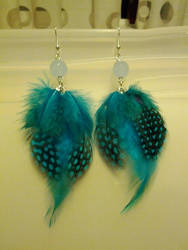 Feather earrings- teal