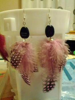 Feather earrings- pink