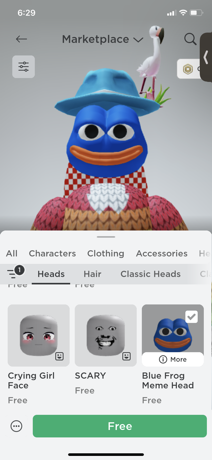 Blue Frog Meme Head - Roblox