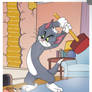 Tom about to hit Jerry 