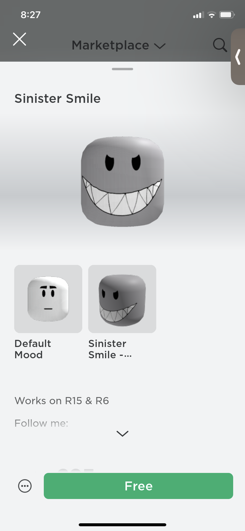 Sinister Face - Roblox