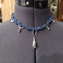 blue and bat micromacrame choker