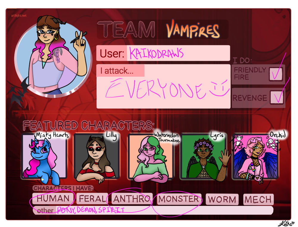 Artfight Profile by kaikodraws on DeviantArt