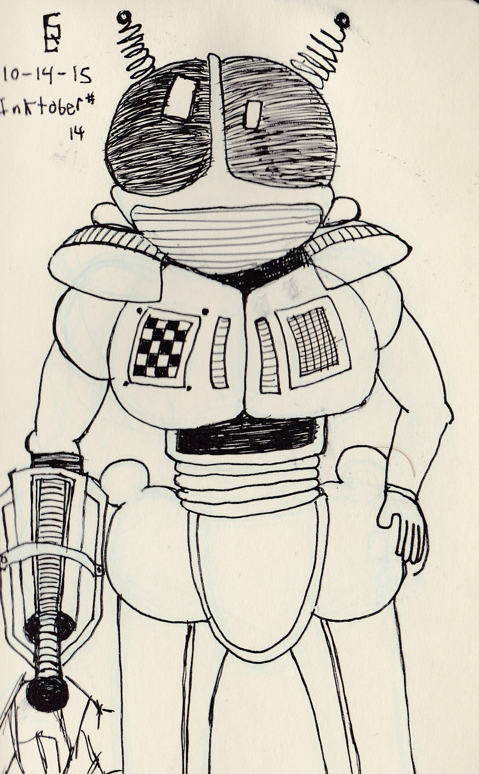 Inktober #14 fly spaceman suit