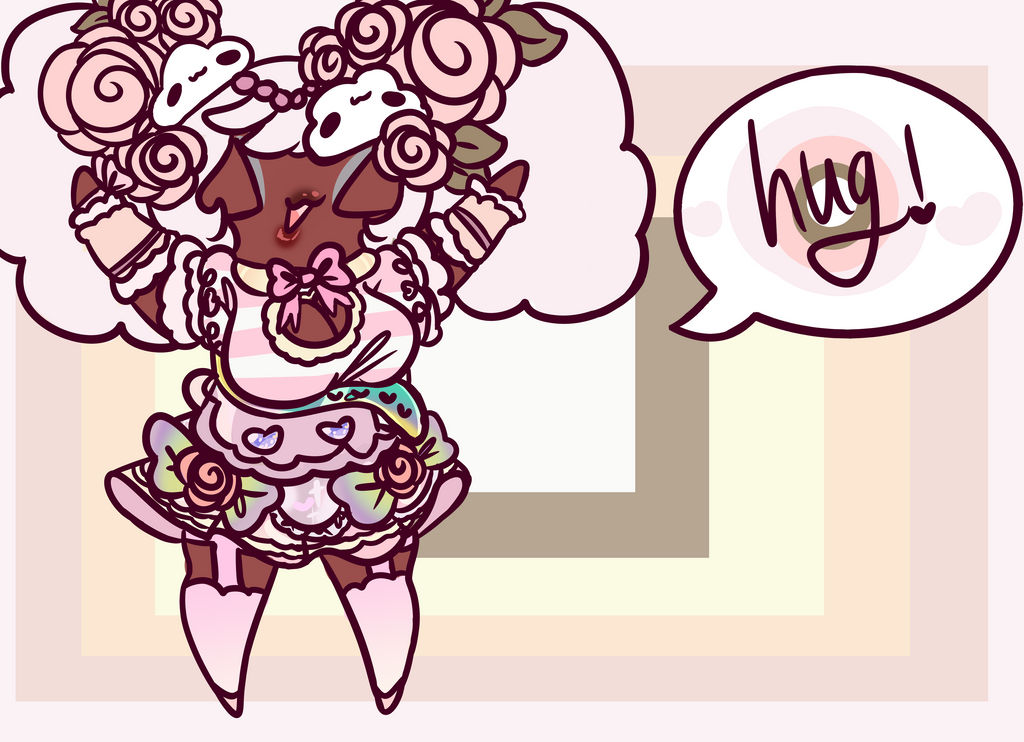 chibi hug ych flat color for PoodleFrog by IloveEhlm on DeviantArt