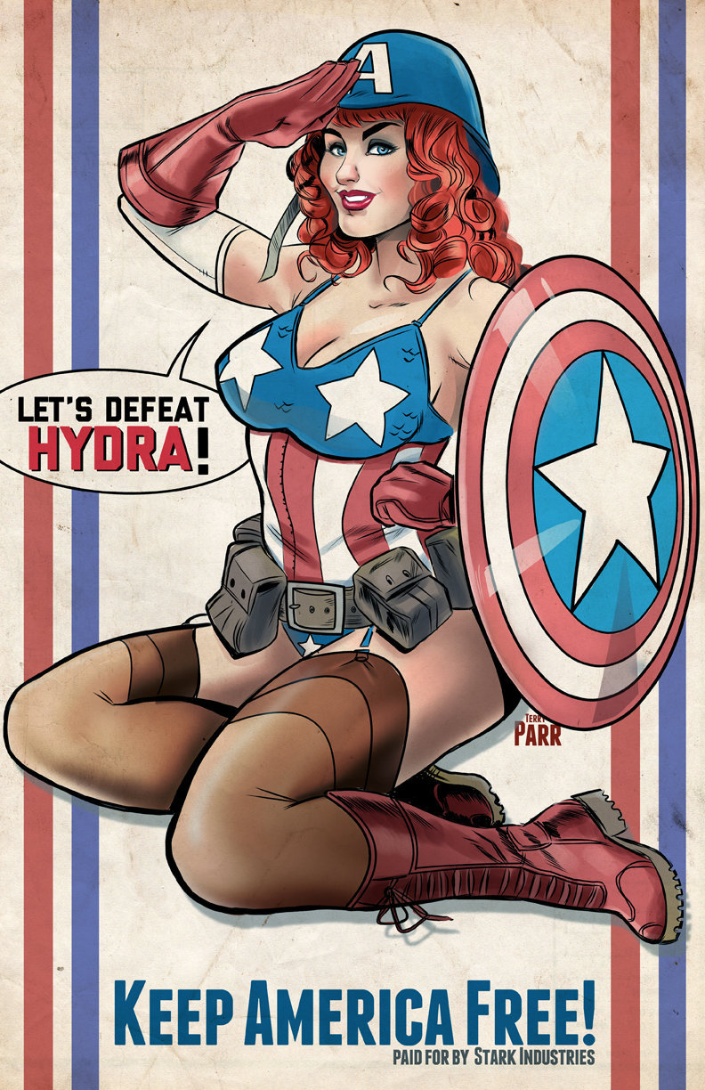 Female Captain America Propaganda Poster