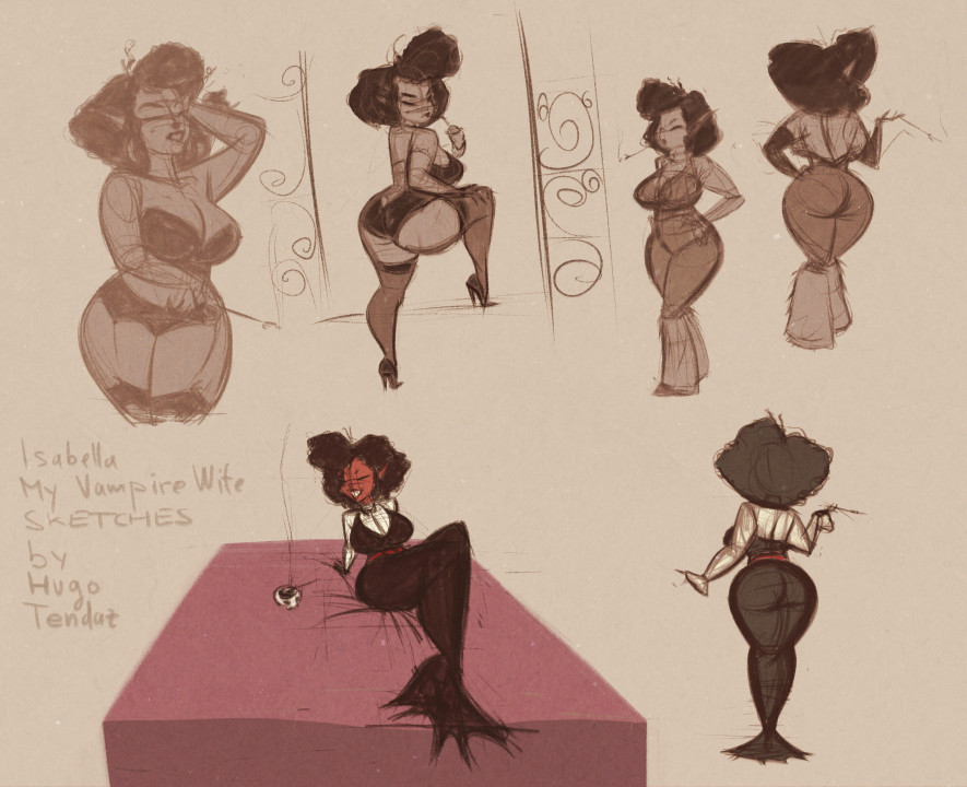 My Vampire Wife Isabella  - Cartoon PinUp Sketches