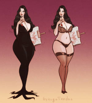 Morticia Addams - On/Off - Cartoon PinUp Sketch