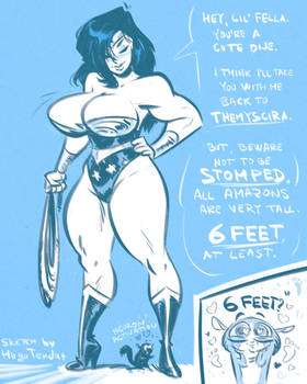 Wonder Woman and Mort - Cartoon PinUp Sketch
