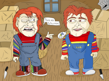 Old Chucky Meets Reboot Chucky.