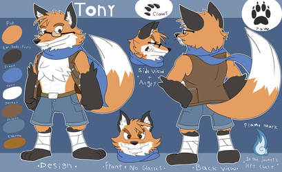Tony the Fox Reference Sheet by Glassesgator