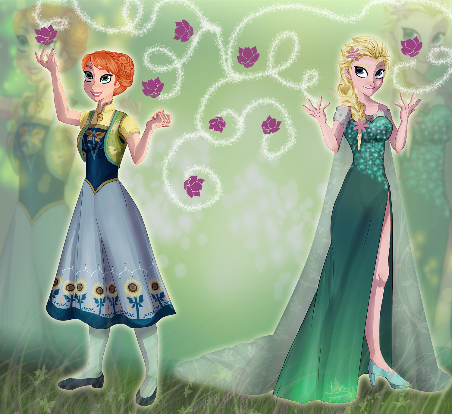 Anna and Elsa Frozen Fever by JeyraBlue on DeviantArt