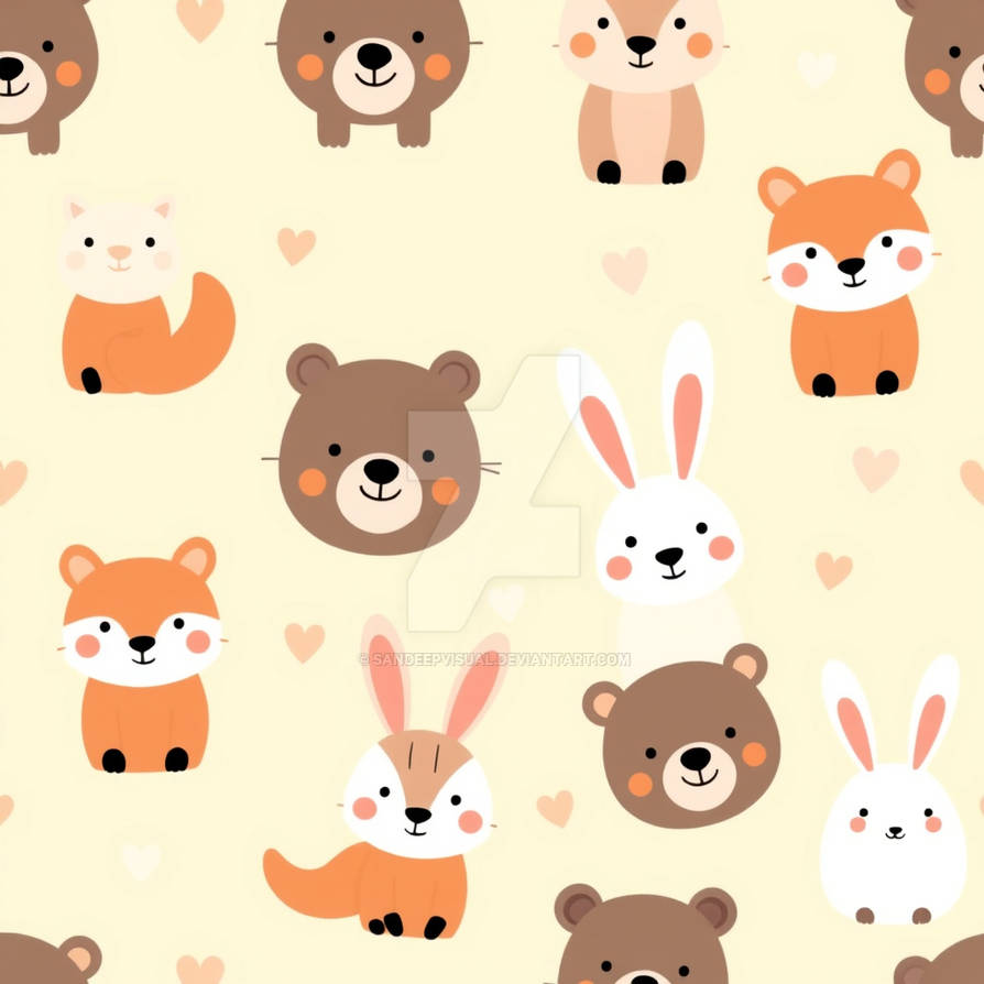 Cute Rab Cute seamless animal pattern with smiling fox, rab by Sandeepvisual on ...