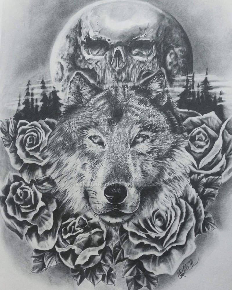 Wolf and Roses by KentiWren on DeviantArt
