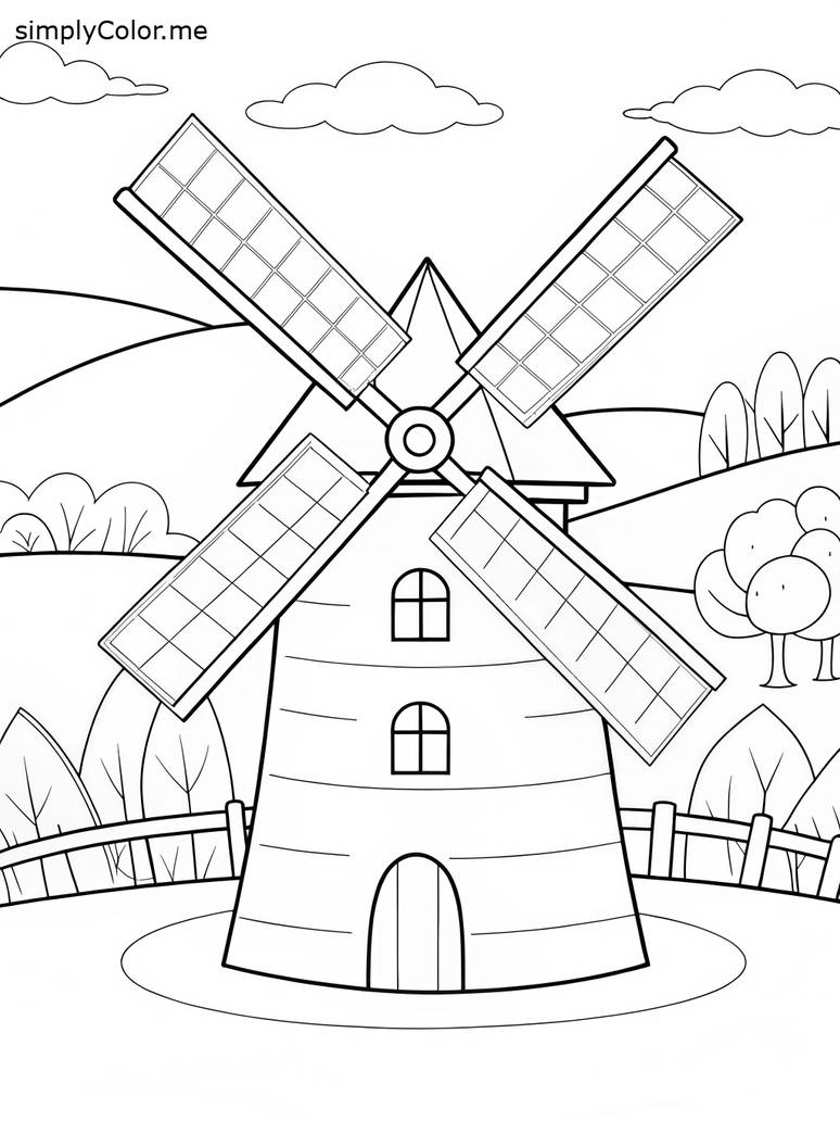 Windmill Hand Coloring Coloring page windmill by coloringkids on DeviantArt