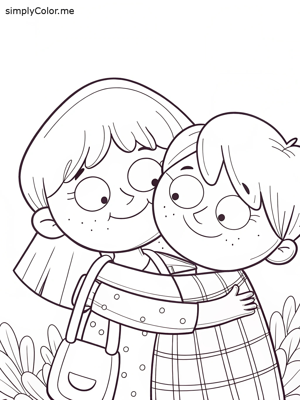 Hug Colorable Hug coloring page by coloringkids on DeviantArt