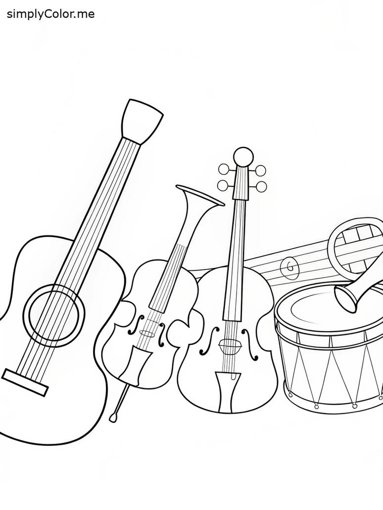 Simple Musical Instruments Color Pages Musical instruments coloring page by coloringkids on DeviantArt