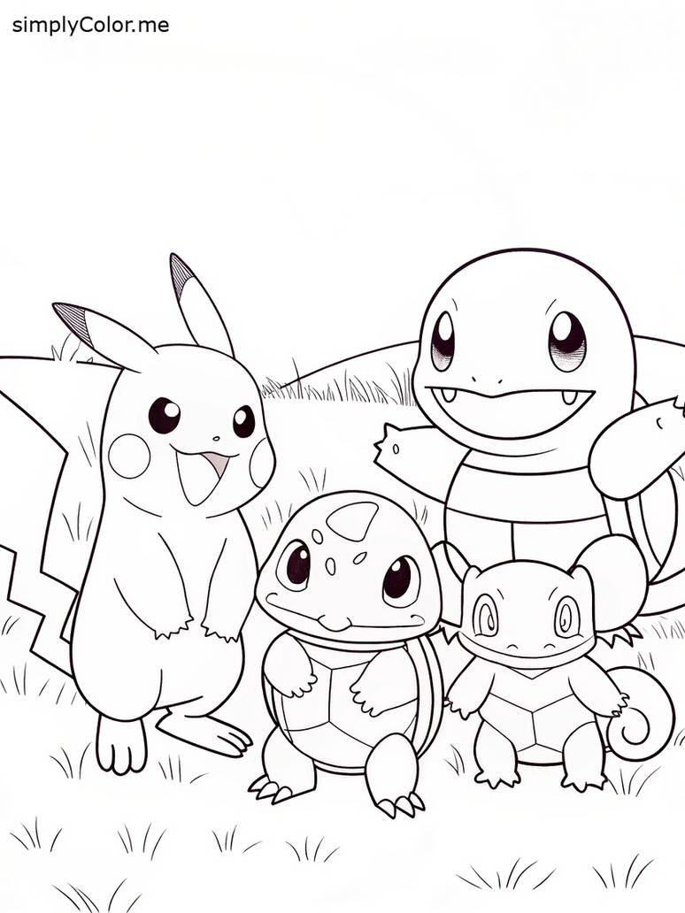 Pikachu charmander squirtle bulbasaur coloring pag by coloringkids on ...
