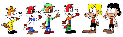 Four Foxes and Two Kids
