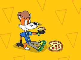 Fabian Fox Having a Pizza