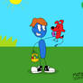 Checkers and Chuck in Easter Egg Hunt