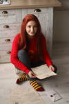 Ginny Weasley Cosplay with Hogwarts letters