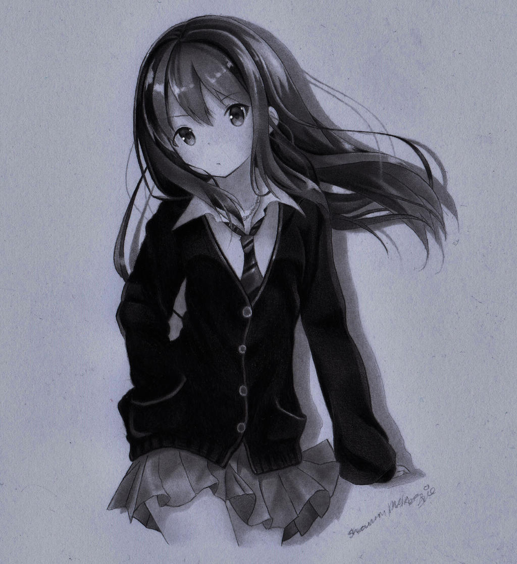Drawing of a anime girl with long hair by Neeyellow on DeviantArt
