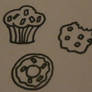 Cupcake, cookie and donut doodle