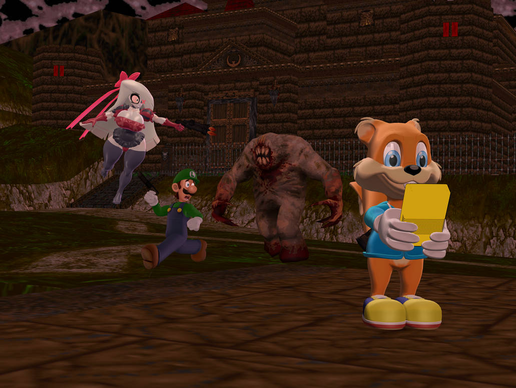 Conker playing game boy by yellowpearl64 on DeviantArt