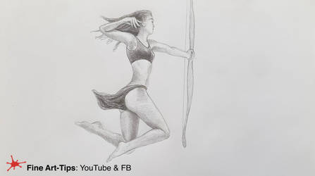 HOW TO DRAW A PRETTY ARCHER WOMAN JUMPING
