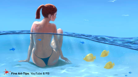 HOW TO DRAW A PRETTY WOMAN IN WATER - Digitally
