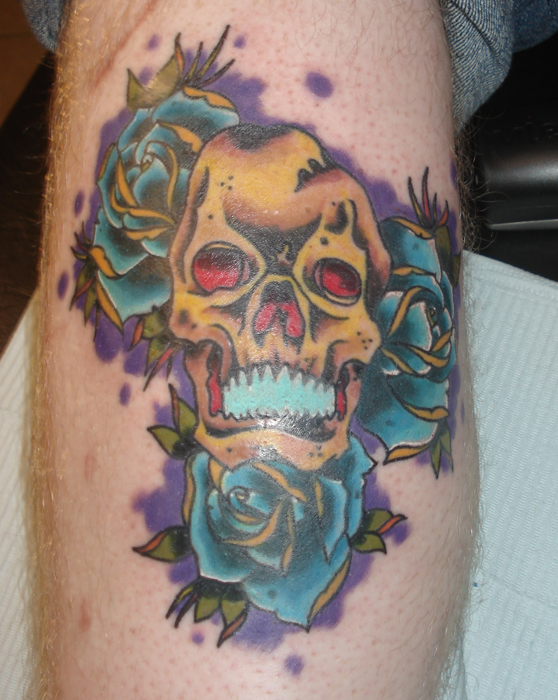 skull and roses done