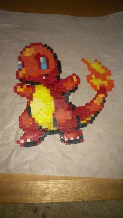 Charmander perler bead sprite.