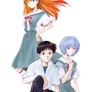 Ayanami Rei,Ikari Shinji,Langley Sohryu Asuka PNG