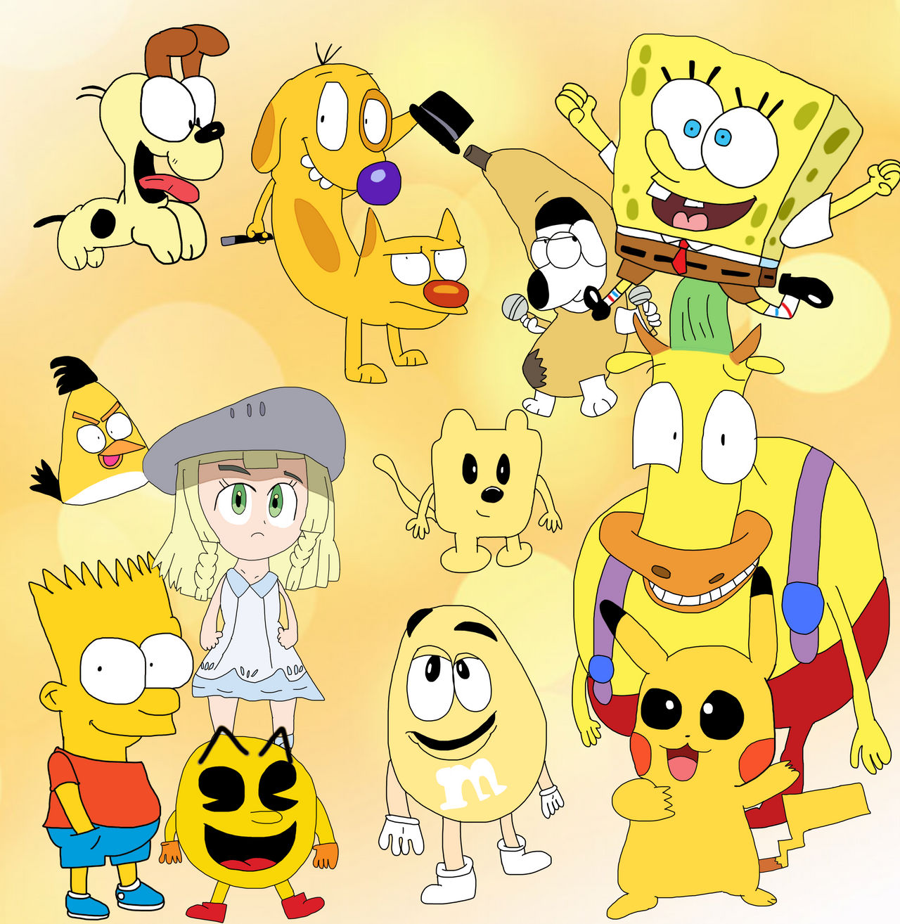 Yellow characters gang by Doodlebobthedrawing on DeviantArt