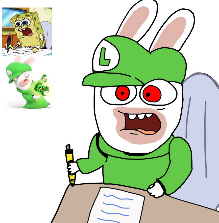 Rabbid luigi as spongebob meme by Doodlebobthedrawing on DeviantArt