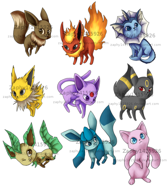 Eeveelutions - oh, and Mew