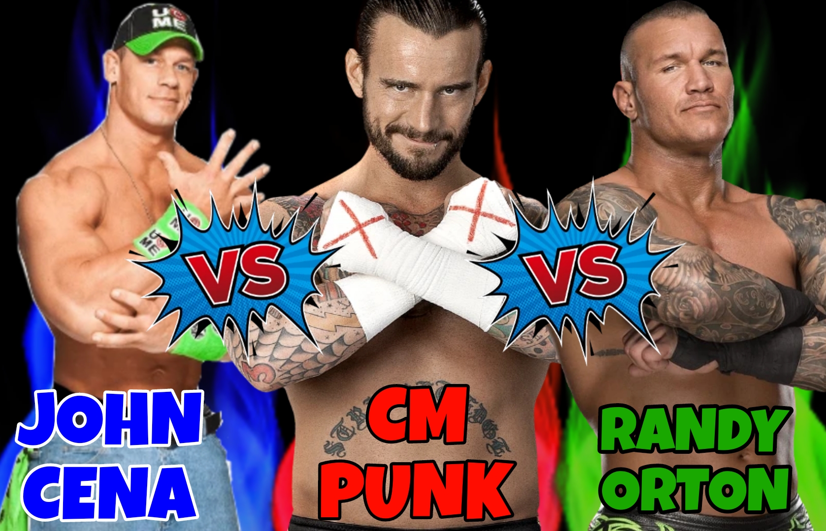 John Cena VS CM Punk VS Randy Orton by RuthlessGuide1468 on DeviantArt