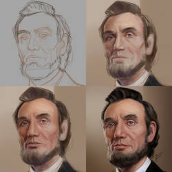 Portrait drawing process: Lincoln