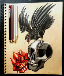 Raven, Skull  Rose