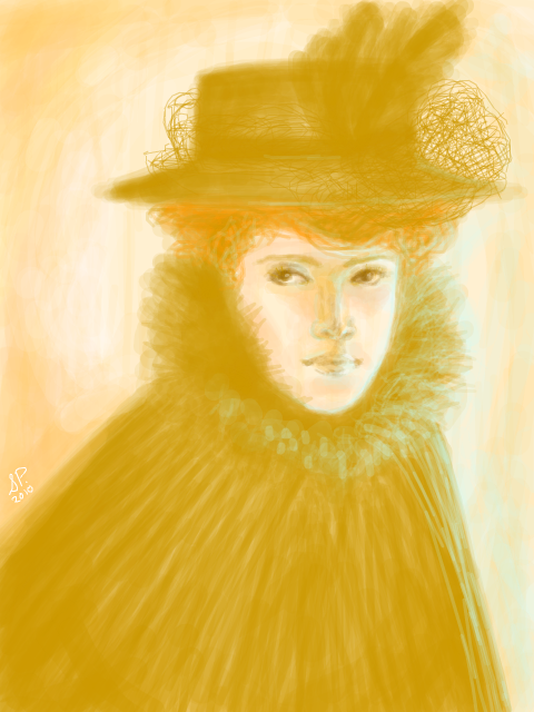 Lady with Cape and Hat