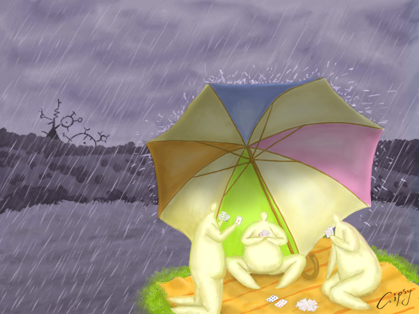 Under an umbrella by hellgus