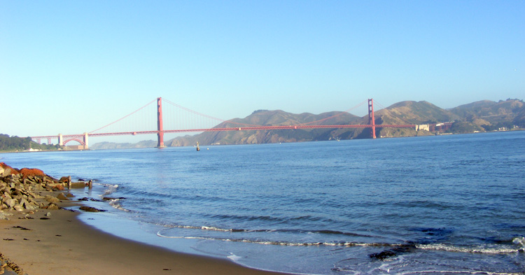 Golden Gate Bridge and beach