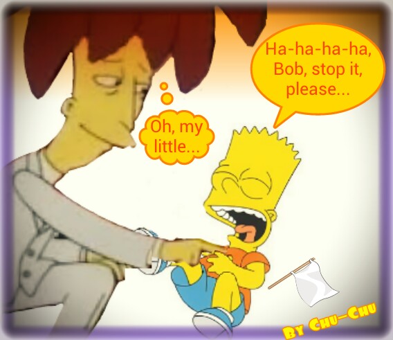 Bob is tickling Bart