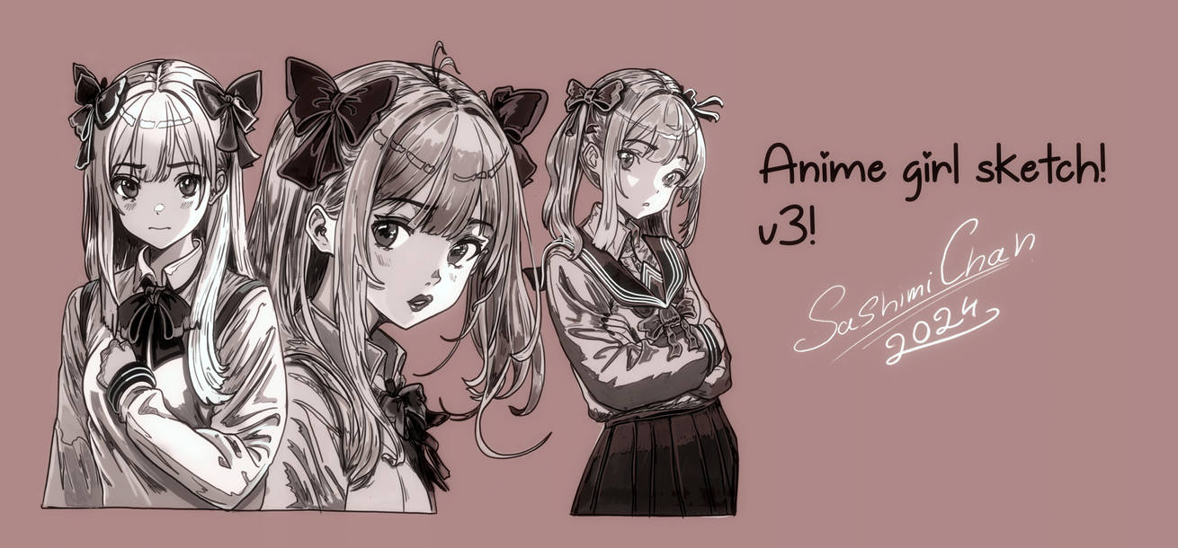Anime girl sketch v3! by SASHlMlSAN on DeviantArt
