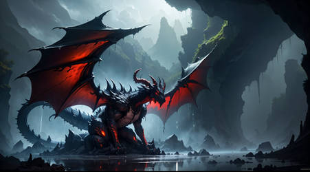 Dragon at the rainy cave
