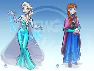 Elsa Anna Frozen - Commission