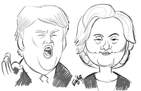 Trump And Hillary Caricatures