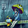 Rainy Bus Stop - Commission